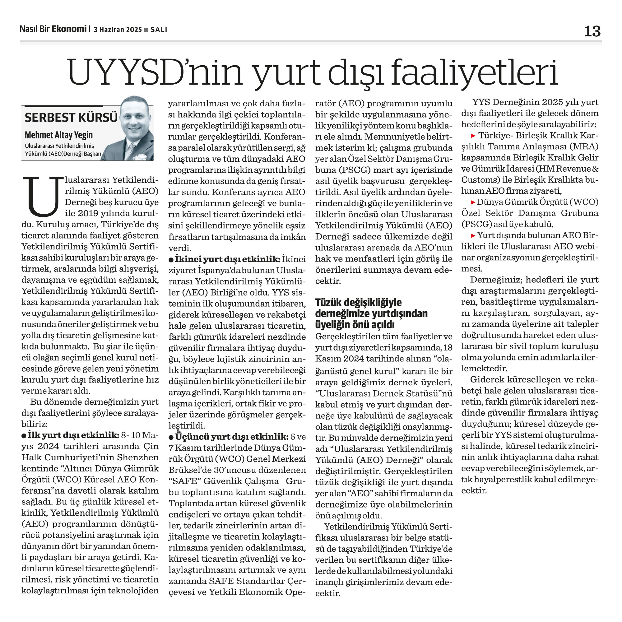 INTERNATIONAL ACTIVITIES OF THE UYYSD